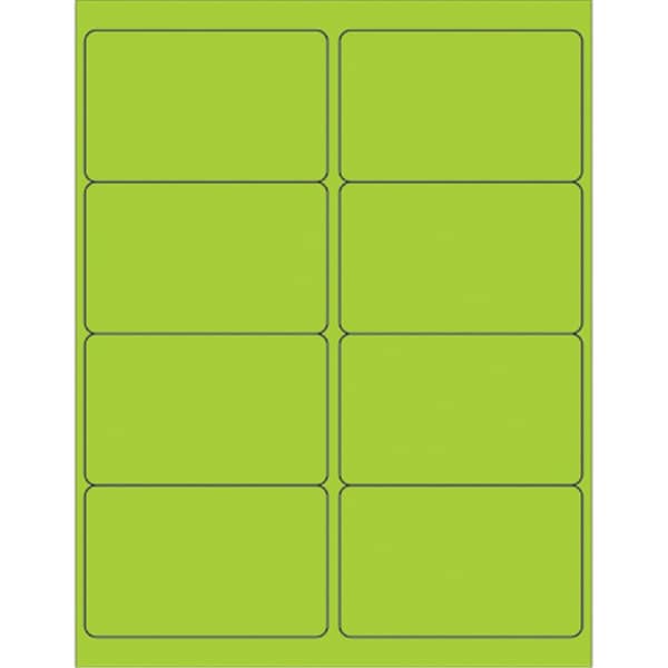 Officespace 4 x 2.5 in. Fluorescent Green Rectangle Laser Labels OF2821294 - main